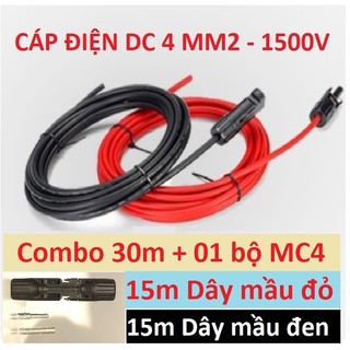 Combo 30m Dây điện năng lượng mặt trời DC 4.0mm2 tặng 01 bộ jack mc4