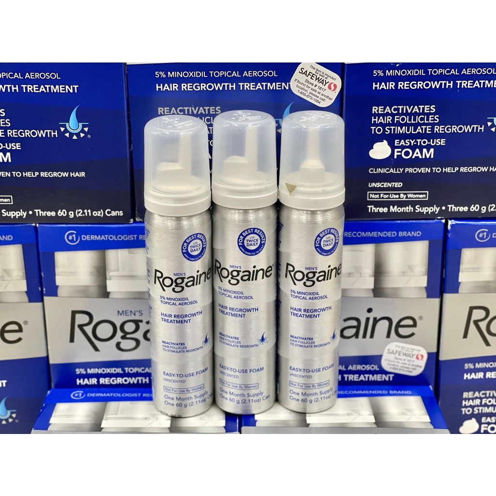 Mọc tóc nam Men's Rogaine Hair Regrowth Treatment Foam nguyên hộp 3 chai