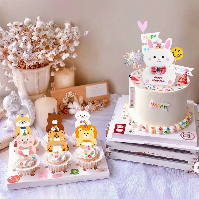 Phụ Kiện Trang Trí Bánh Kem Hình Động Vật Hoạt Hình Dễ Thương