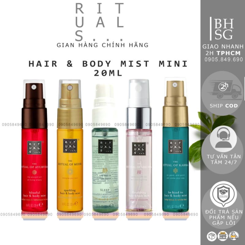 Tinh dầu thơm tóc & cơ thể Rituals Hair & Body Mist  size 20ml - travel