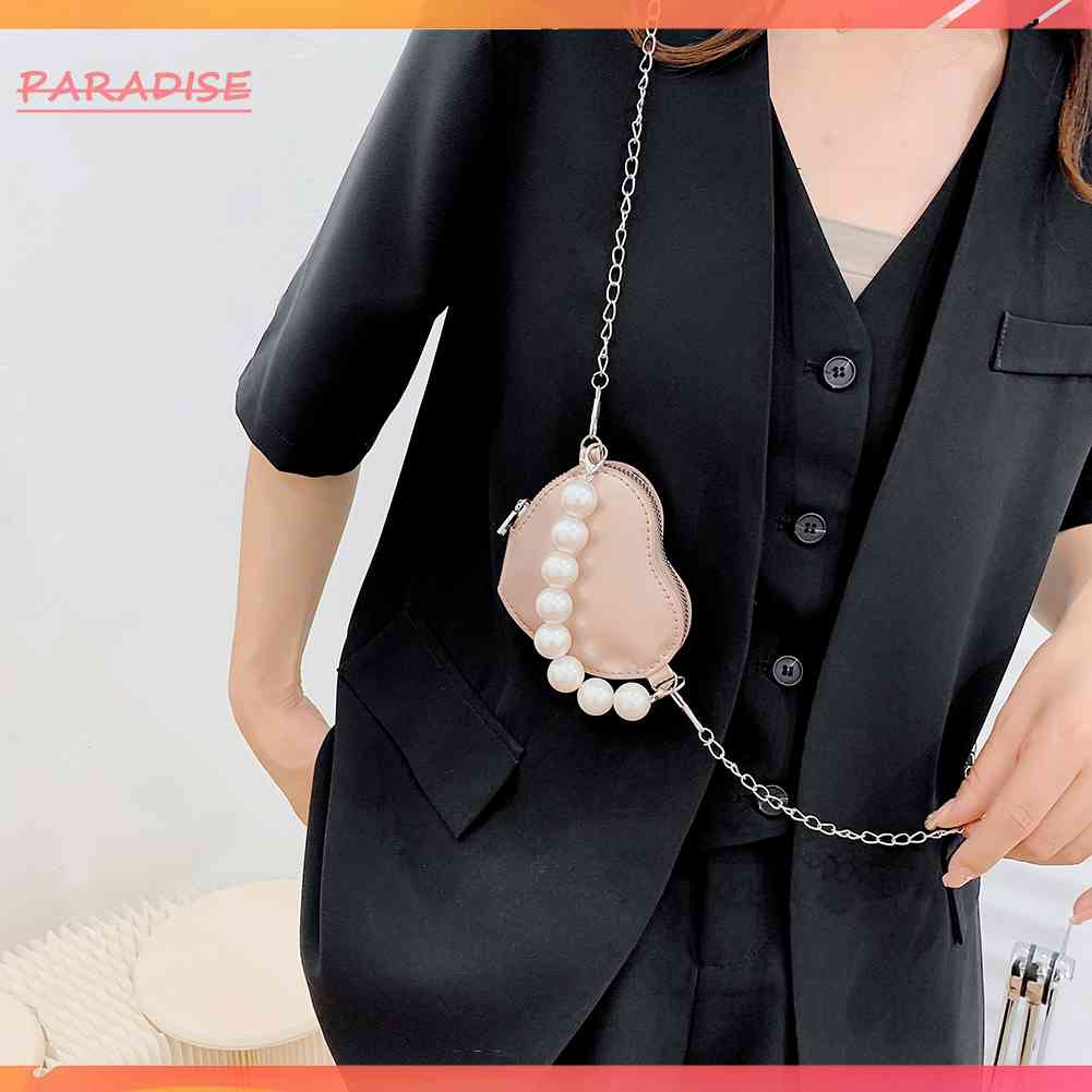 Túi Đeo Chéo Mini Hình Trái Tim Đính Ngọc Trai Thời Trang Dành Cho Nữ