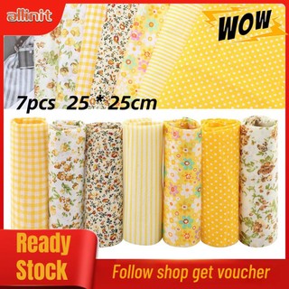 Allinit Bộ 7 vải mỏng cotton 25 * 25cm in họa tiết dễ thương dùng để làm đồ thủ công