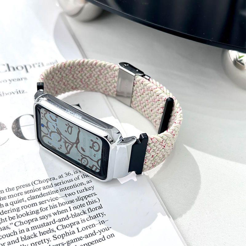Phù Hợp Dây Đeo nylon Dệt Co Giãn Điều Chỉnh Được Kèm Khung Kim Loại Bảo Vệ Dành Cho Đồng Hồ Thông Minh Xiaomi Mi band 7 pro