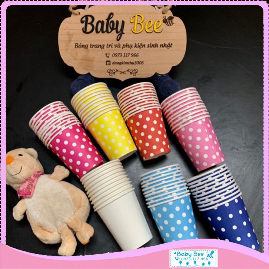 Set 10 Cốc Giấy Chấm Bi Cao 10CM