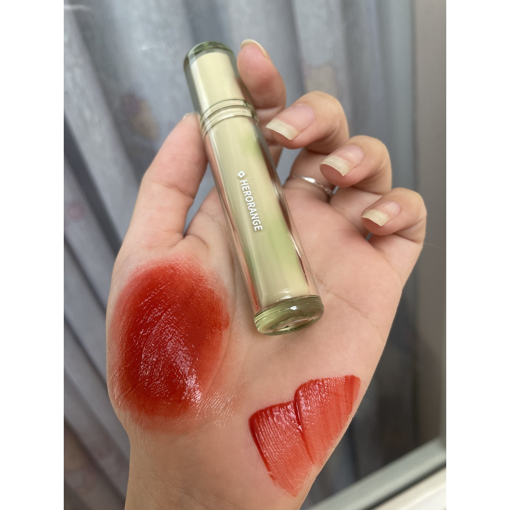 Son kem bóng Herorange thạch trà căng mọng nhẹ môi có ảnh shop chụp