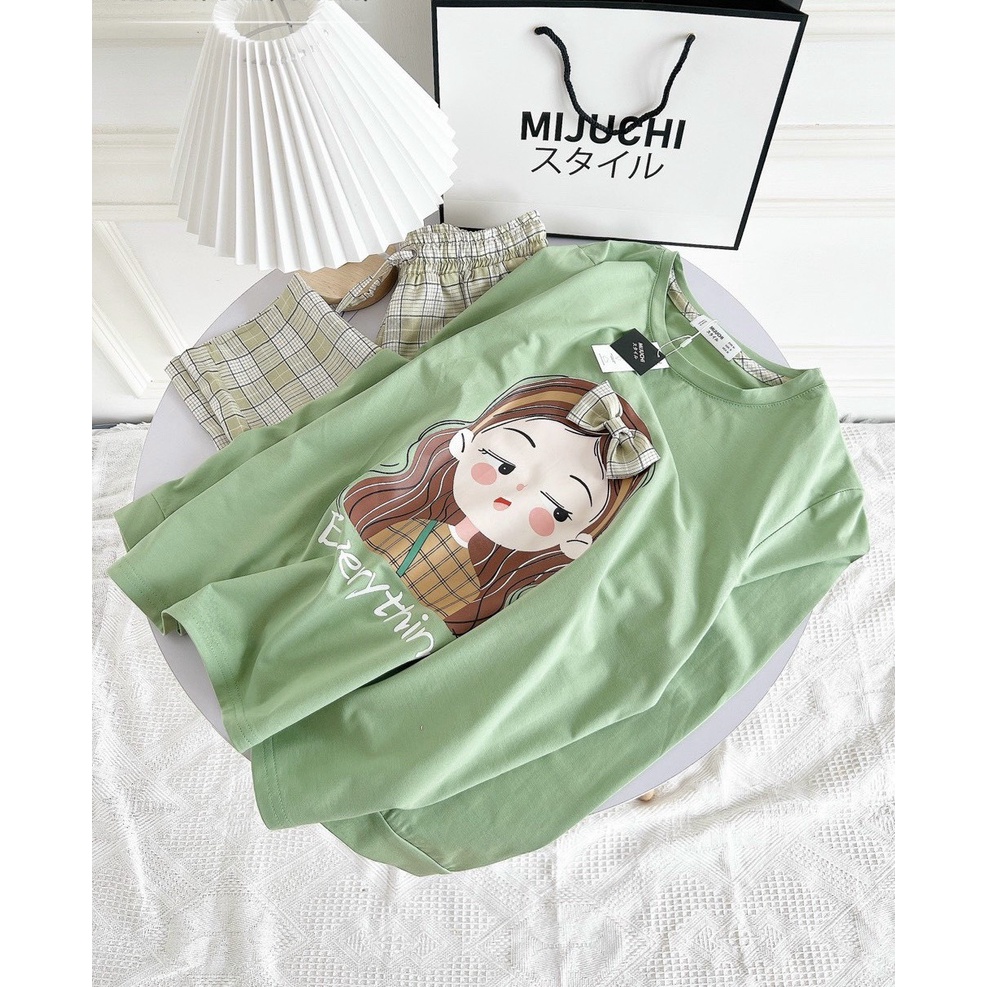 YO BỘ HÌNH CÔ GÁI NƠ KẺ 3 MÀU DÀI TAY CHO NỮ