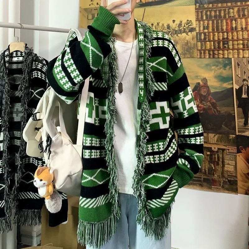 Áo Khoác Cardigan Phối Tua Rua Phong Cách Thời Trang Dành Cho Nam Giới