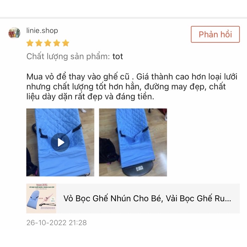 Vỏ bọc ghế nhún rung chống võng lưng cho trẻ sơ sinh, chất liệu cotton dày dặn thoáng mát cho bé, Shop Bố Sam