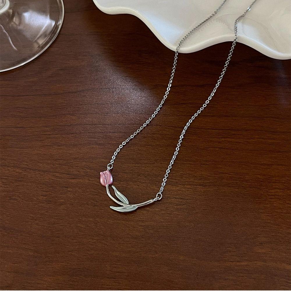 Vòng Cổ Choker Bằng Đồng Hình Hoa Tulip Ngọt Ngào Sang Trọng Cổ Điển Phong Cách Hàn Quốc Cho Nữ