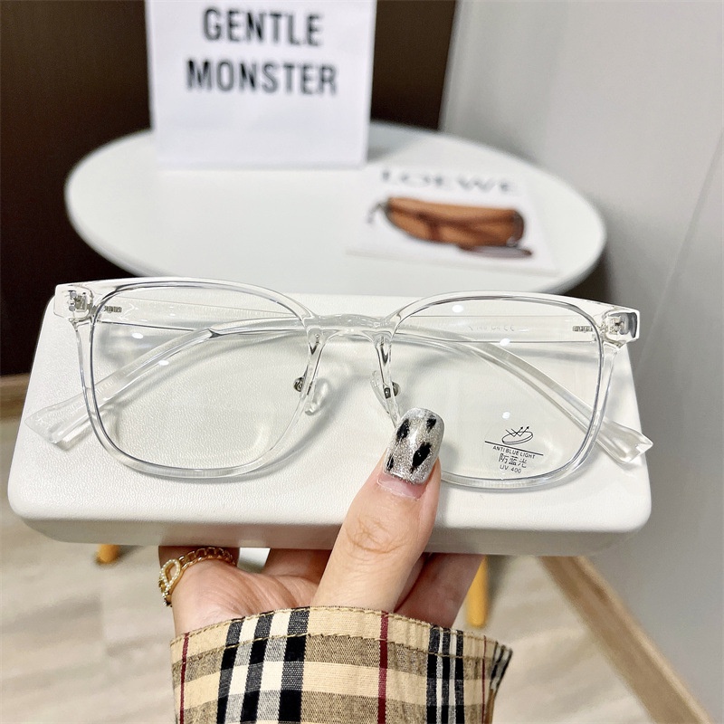 Mắt Kính Gọng Vuông Trong Suốt Chống Ánh Sáng Xanh TR90 Thời Trang Phong Cách Hàn Quốc