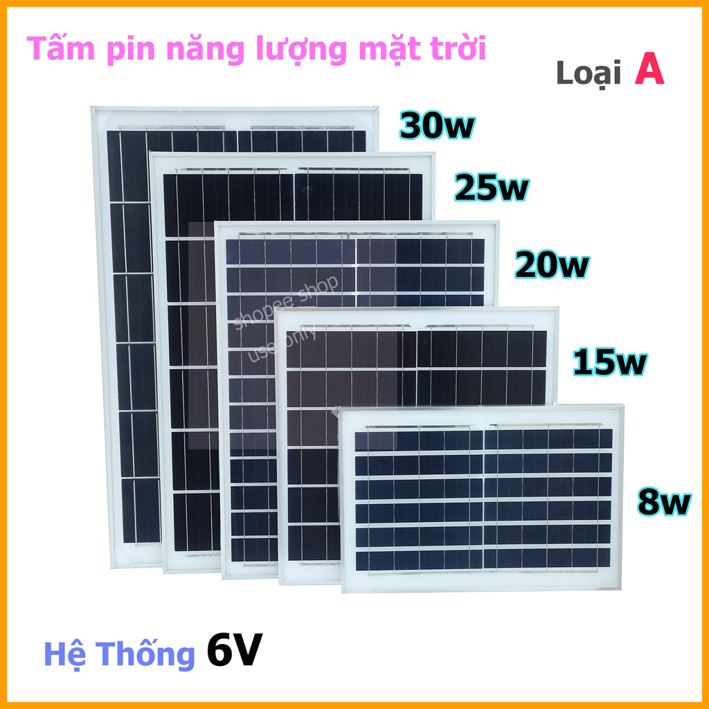 TẤM PIN NĂNG LƯỢNG MẶT TRỜI 8W 15W 18W 20W 25W 30W Với khung hình “U” Và vít