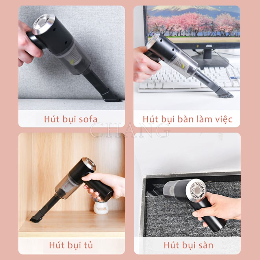 Máy Hút Bụi Cầm Tay Mini - Máy Hút Bụi Cầm Tay Không Dây Siêu Mini Lực Hút Cực Mạnh Sử Dụng Hút Bụi Ô Tô, Bụi Giường