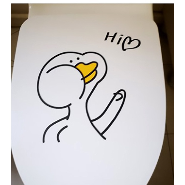 Decal miếng dán bồn cầu trang trí hình con vịt siêu đáng yêu