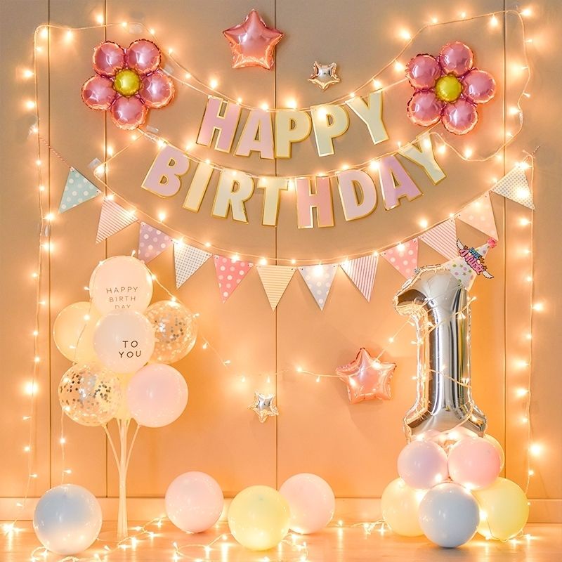 Bong Bóng Trang Trí Tiệc Sinh Nhật Bé Gái One 1 Tuổi