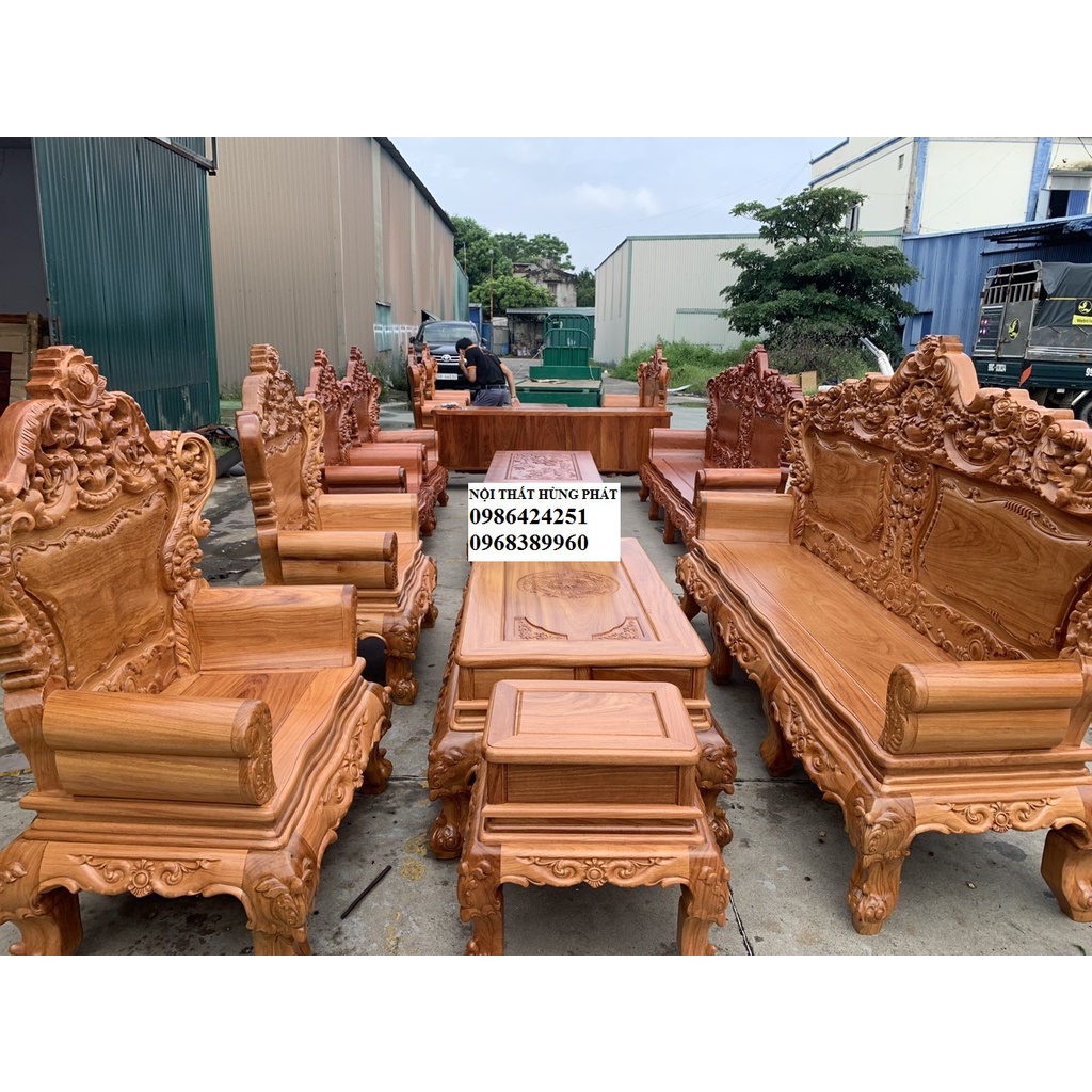 Bộ bàn ghế Hoàng Gia gỗ gõ đỏ