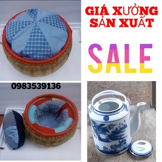 Giỏ ủ ấm tre cật, ấm tích trà gốm sứ cao cấp bát tràng