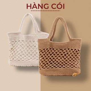 Túi lưới Macrame đeo vai kiểu đan vảy cá loại 1 dày dặn-Hàng Cói