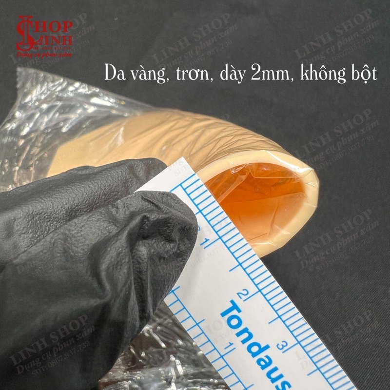 Da giả tập phun xăm dày 2mm, da giả phun xăm trơn màu vàng dày không bột, luyện sự kiên nhẫn, chất giống da 3D