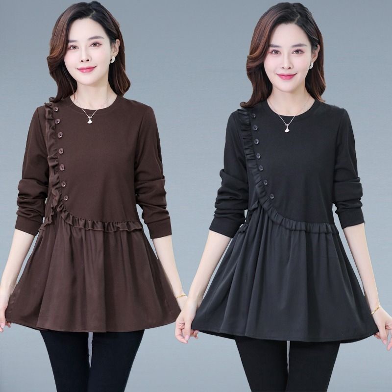 Áo Thun Tay Dài Cổ Tròn Cỡ Lớn Thời Trang Mùa Xuân Mới Cho Nữ