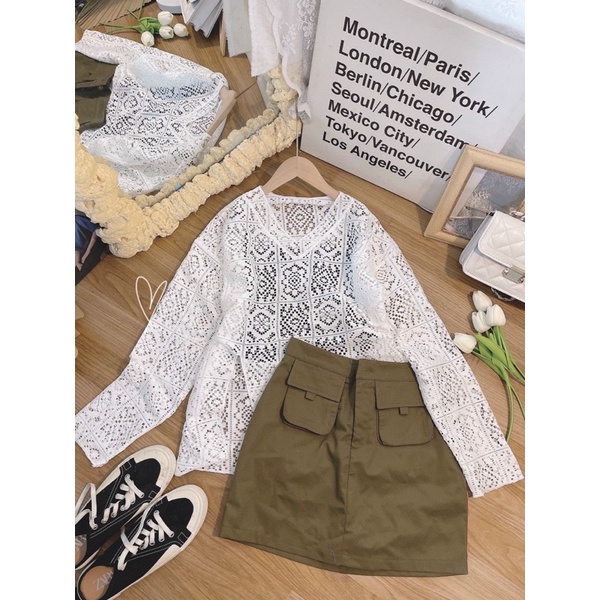 SET ÁO LƯỚI CHÂN VÁY TÚI HỘP