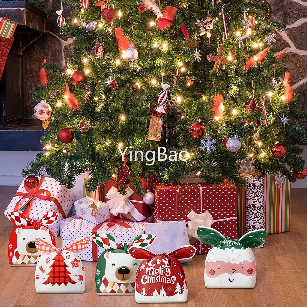 Set 50 Túi Nhựa Đựng Kẹo Họa Tiết Giáng Sinh Dễ Thương