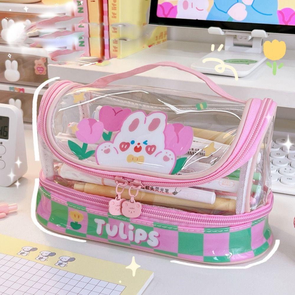 Túi Đựng Mỹ Phẩm Di Động Họa Tiết Gấu Hoạt Hình Dễ Thương