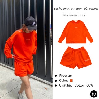 Set Áo Sweater + Short đùi màu cam FW2022