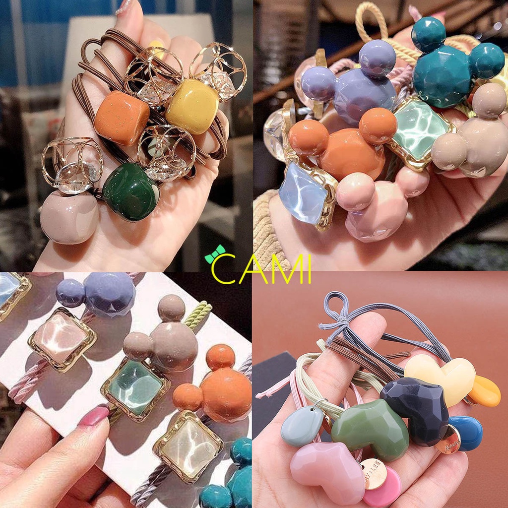 Thun cột tóc đính hạt đa dạng mẫu nhiều màu sắc thẩm mỹ cao, sang trọng dành cho phái đẹp - Cami - CMPK257