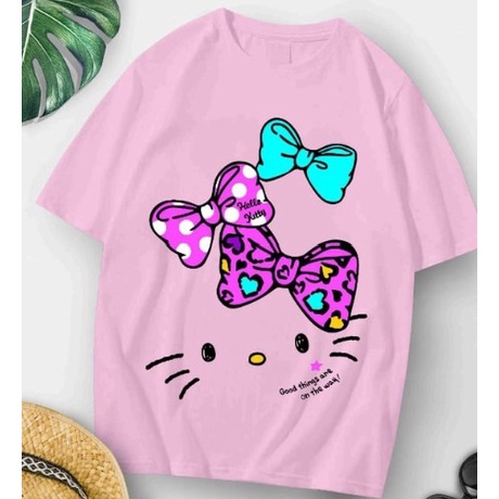 Áo Thun 30s Chải Kích Thước Ngoại Cỡ Hình Hello Kitty Sanrio Dành Cho Thanh Thiếu Niên Nữ Tuổi Teen