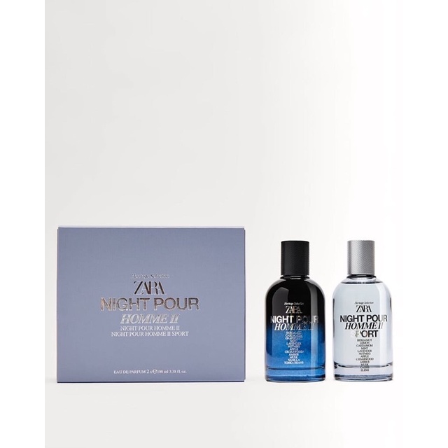 Set Nước Hoa Nam ZARA NIGHT POUR HOMME II EDP + NIGHT POUR HOME II SPORT EDP 100MLx2