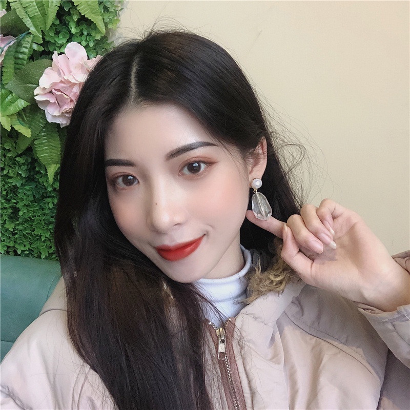 Bông Tai Hình Giọt Nước Đính Ngọc Trai Đơn Giản Thời Trang Phong Cách Hàn Quốc