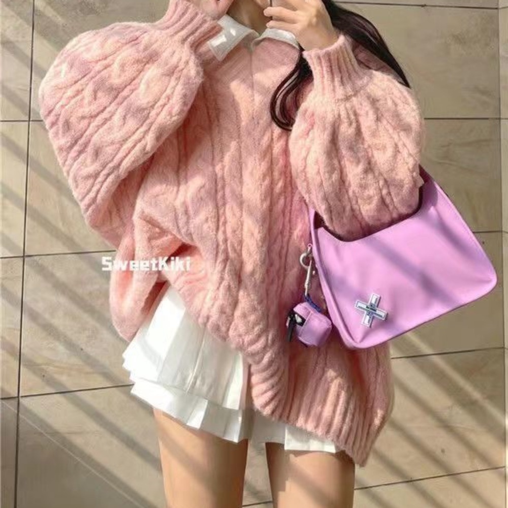 Áo Sweater Cổ Chữ V Dáng Rộng Thiết Kế Mới Thời Trang Mùa Thu Đông Dành Cho Nữ