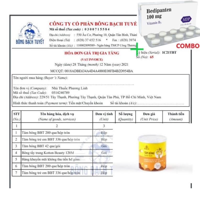 Combo Bedipanten 100mg +  Tăm bông bạch tuyết chính hãng