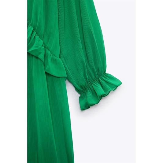 Đầm Xanh Xếp Ly Thiết Kế Xinh Xắn Cho Nữ za ra