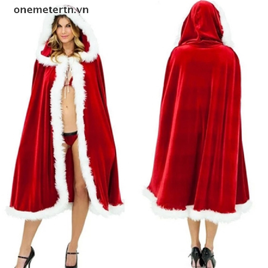 Áo Choàng Nhung Đỏ Hóa Trang Ông Già Noel Gợi Cảm Cho Nữ