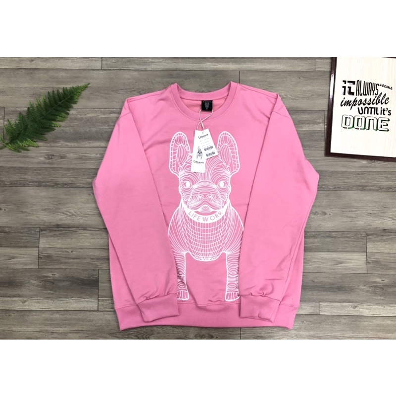 Sweater life work màu hồng siêu cưng