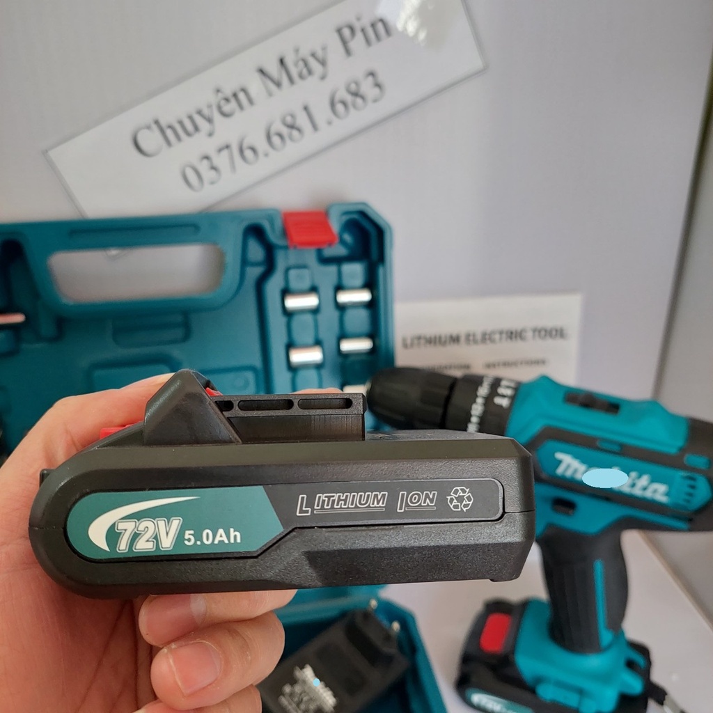 Máy khoan pin 72V Ma.ki ta 3 chức năng có búa - Tặng kèm phụ kiện 24