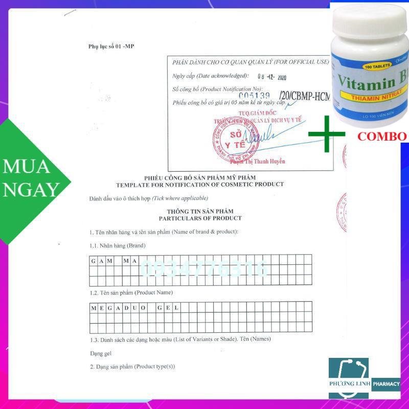 Combo Vitamin B1 chai 100 viên+ megaduo - ngừa mụn, giảm thâm hiệu quả