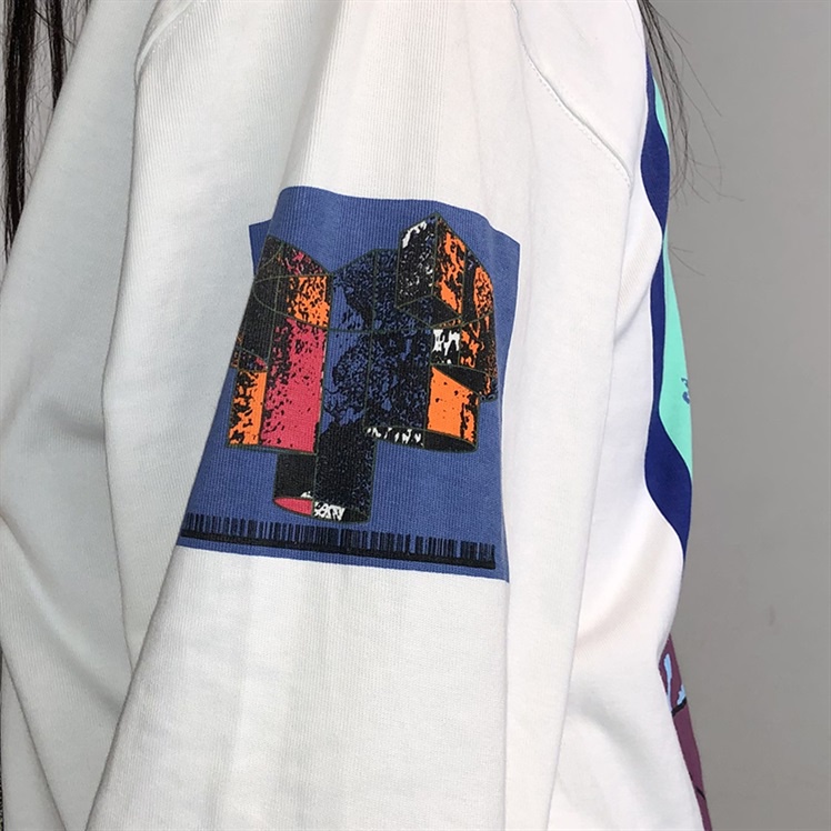 NRVP Áo thun nữ dài tay dáng rộng in hình phong cách Hàn Quốc kiểu