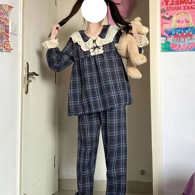 Bộ Đồ Ngủ Pijama Dài Tay Dáng Rộng Phong Cách Xuân Thu Mới Cho Nữ