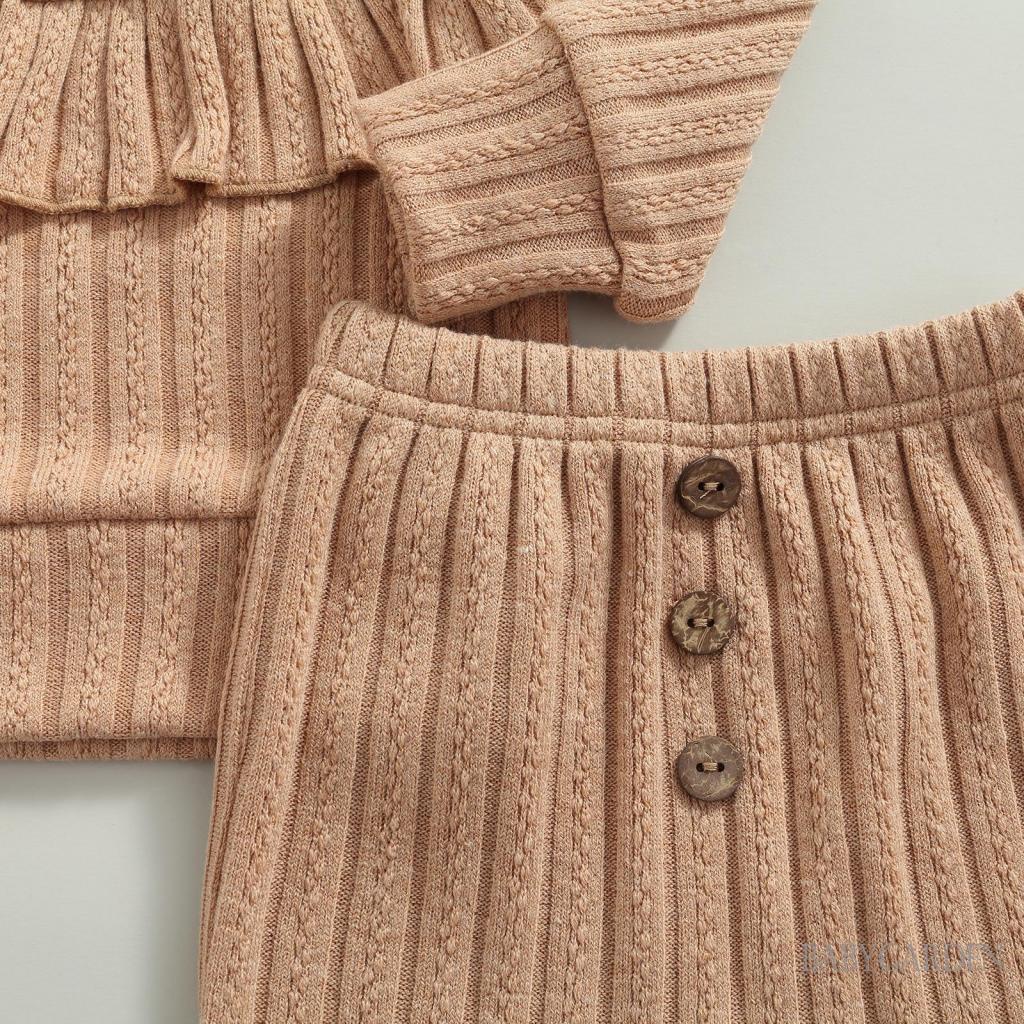 Set Áo Thun Tay Dài Cổ Tròn Màu Trơn Phối Quần Dài Lưng Thun Thời Trang Xinh Xắn Cho Bé Gái 0-18 Tháng Tuổi