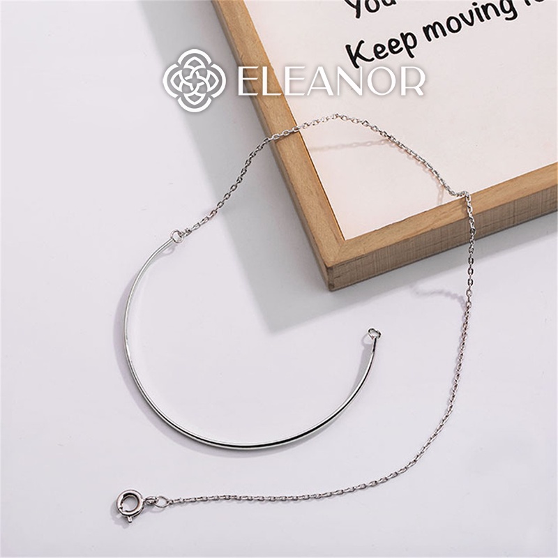 Vòng tay nữ bạc 925 Eleanor Accessories sợi mảnh phối mắt xích viền trơn phụ kiện trang sức 4763