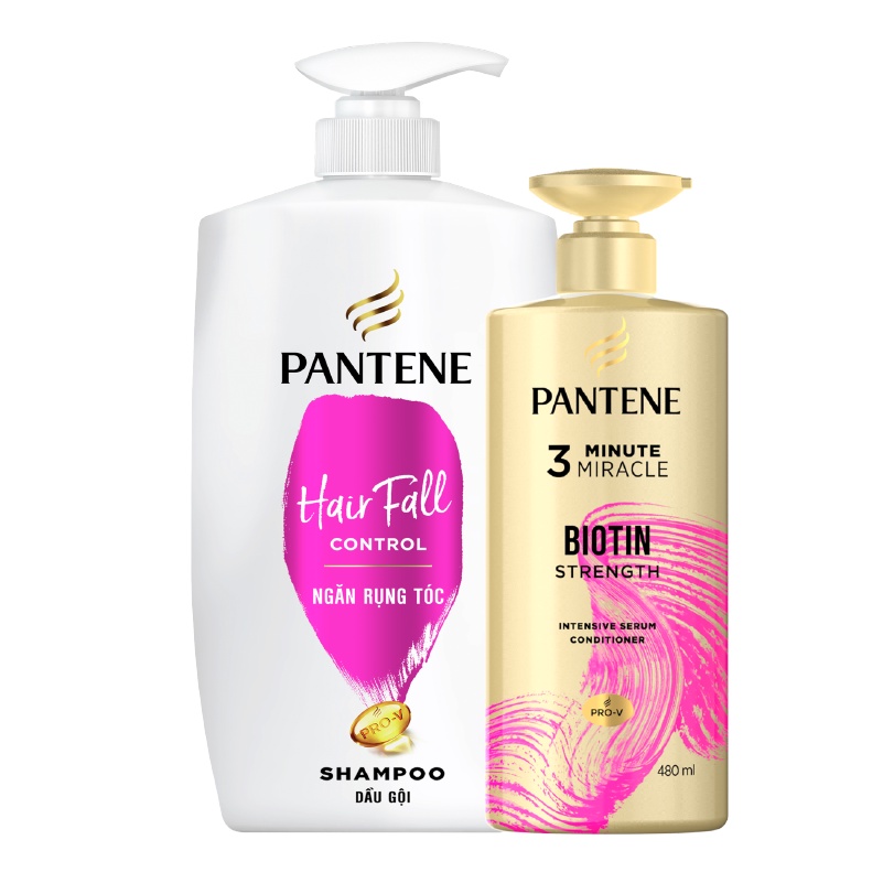 Combo Ngăn Rụng Tóc Pantene: Dầu gội 900ml + Kem xả 3MM 480ml