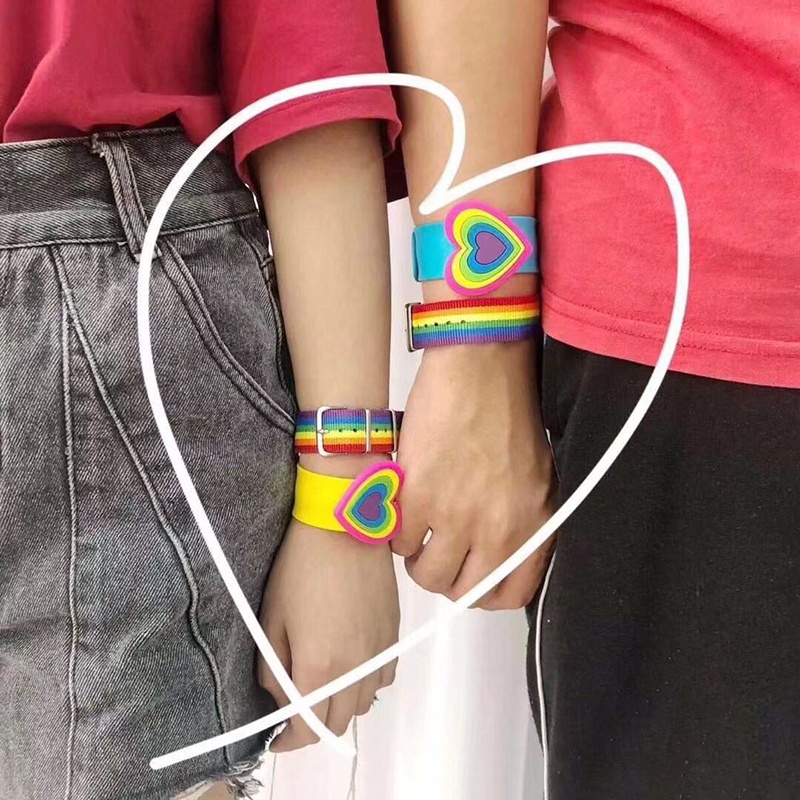 Vòng Tay nylon Màu Cầu Vồng Phong Cách Harajuku Cho Cặp Đôi