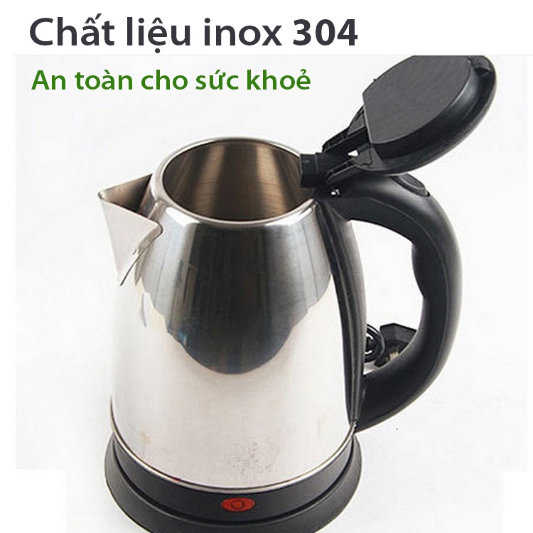 [FREE SHIP] Ấm đun siêu tốc INOX Dung Tích 1.8 Lít , Ấm Siêu Tốc Inox Cao Cấp Công Suất 1500W, Đun Sôi Nhanh