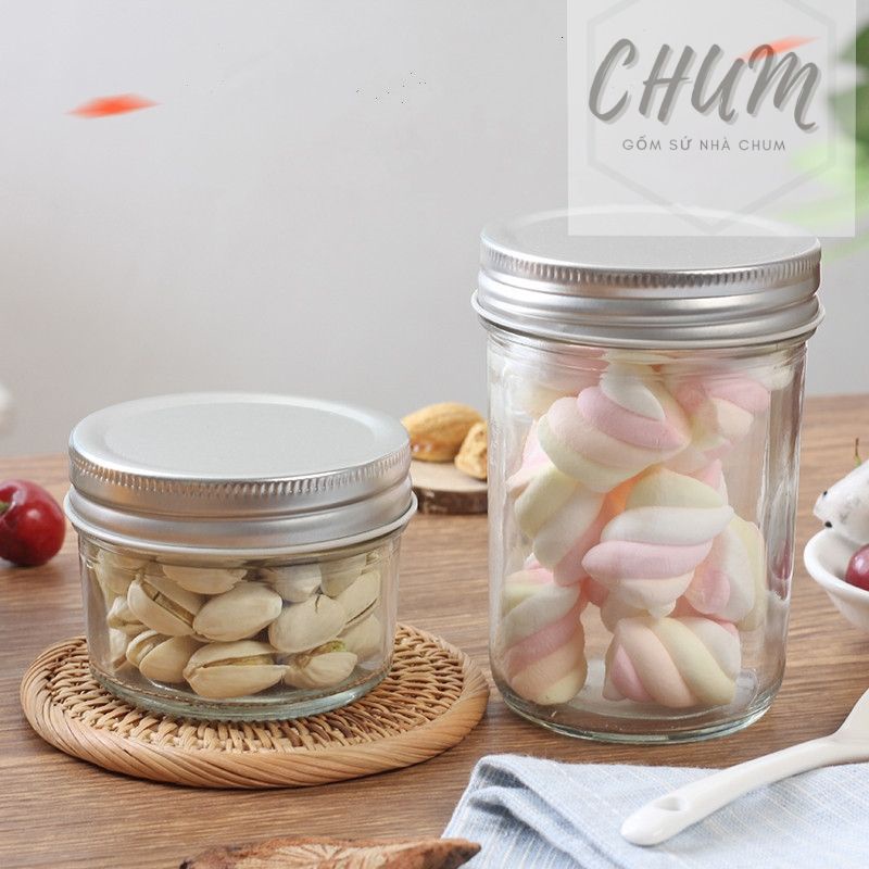Lọ , hũ thủy tinh nắp nhôm đựng hạt ăn dặm , làm caramen , pudding cho bé TD5