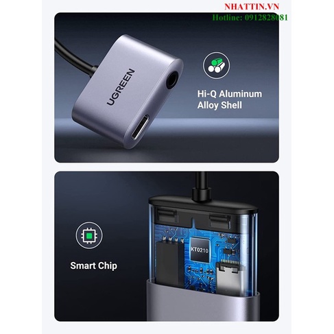 Bộ chuyển đổi có chipset USB-C sang 3.5mm dài 7cm Ugreen 60164 Cao cấp
