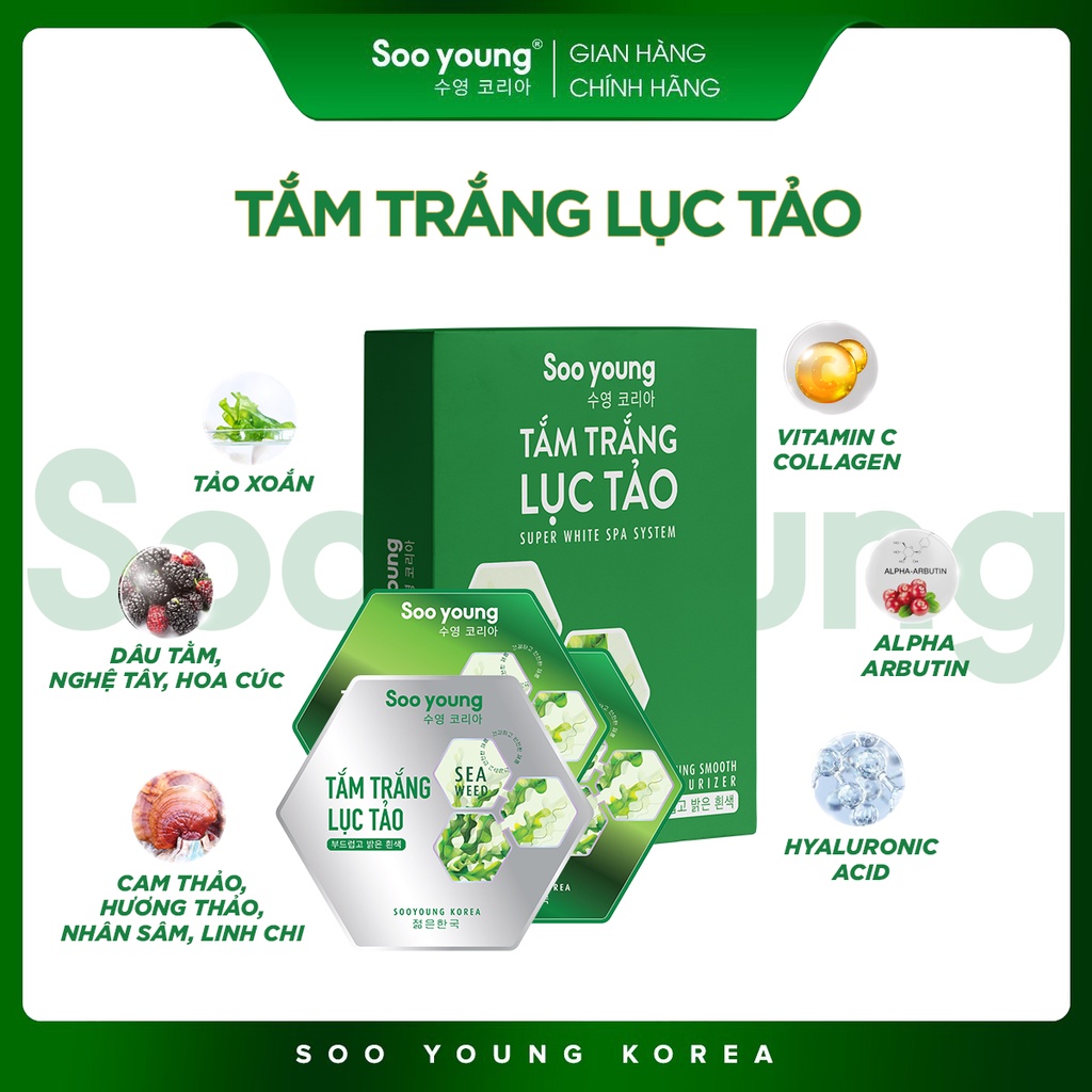 Tắm trắng Lục Tảo SOOYOUNG KOREA (3 gói x 15ml)