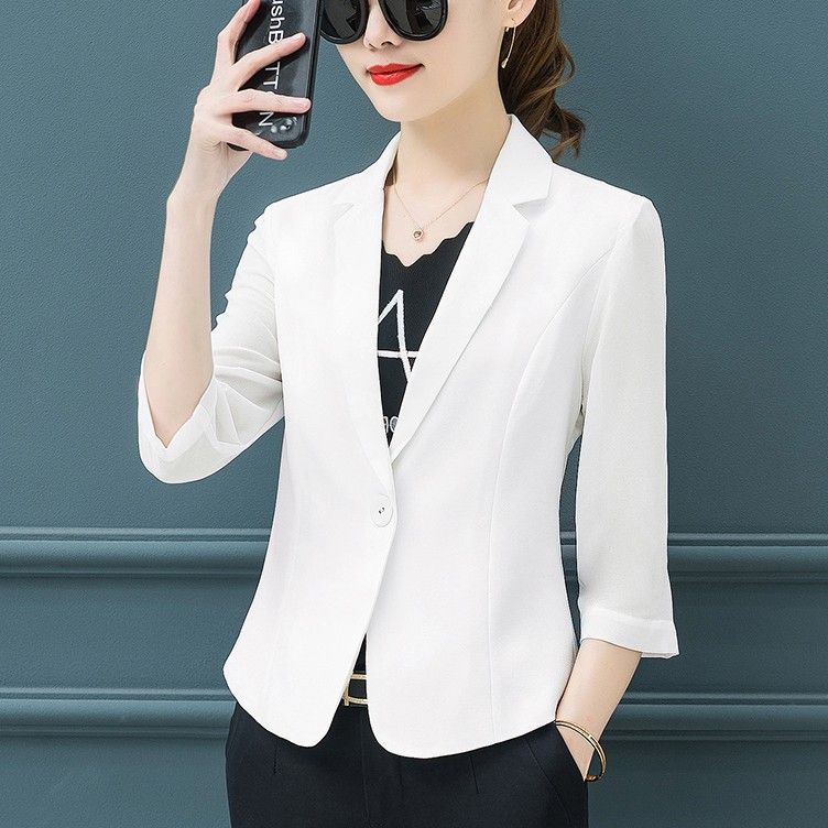 Áo Khoác Vest Tay Lỡ Màu Trắng Thiết Kế Mỏng Thời Trang Mùa Thu Dành Cho Nữ