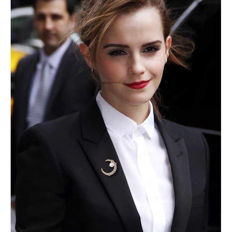 Trâm Cài Áo Hình Mặt Trăng Đính Ngọc Trai Thời Trang